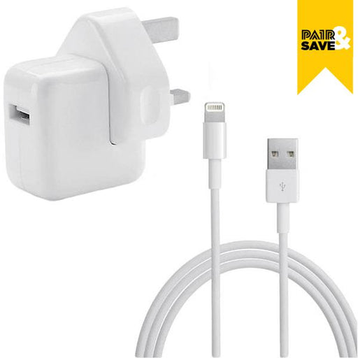 Apple 12W USB Adapter Plug & Lightning Cable Bundle White