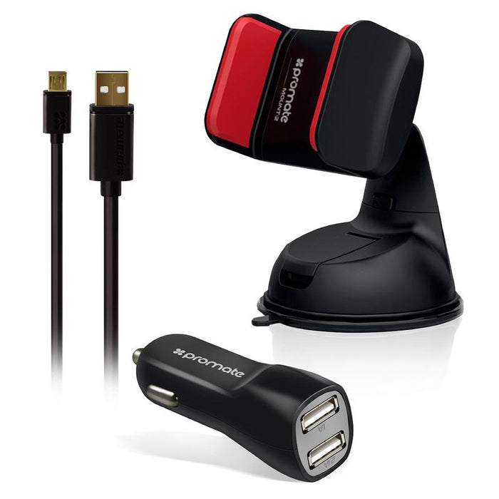 Promate 3-in-1 USB-C Fast Charging Car Kit