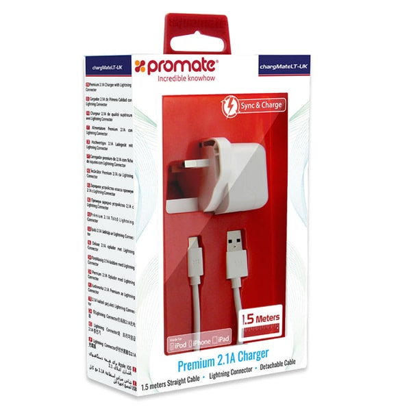Promate Premium Charger with Lightning Connector 1.5m