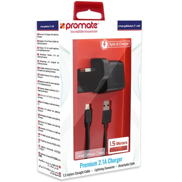 Promate Premium Charger with Lightning Connector 1.5m