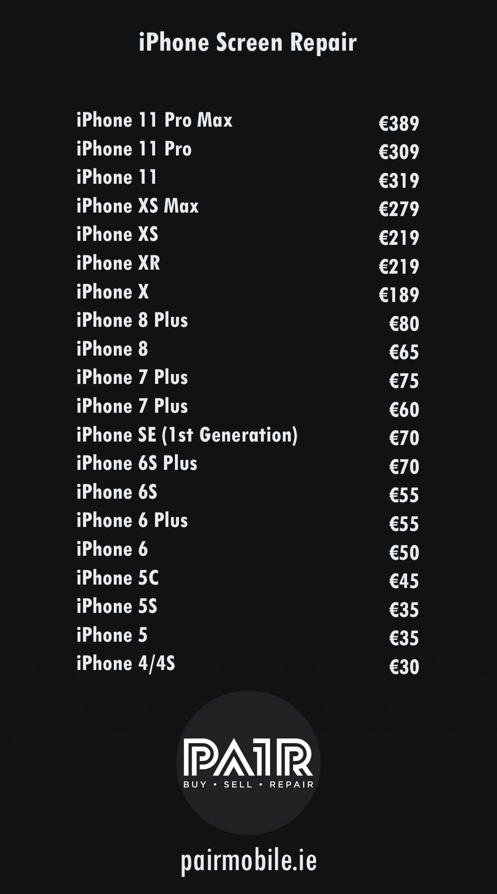 iPhone Screen Repairs at PAIR Mobile